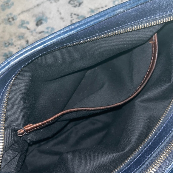 J.W. Hulme Lowry Navy Leather Crossbody Vintage Made in USA - Picture 13 of 17